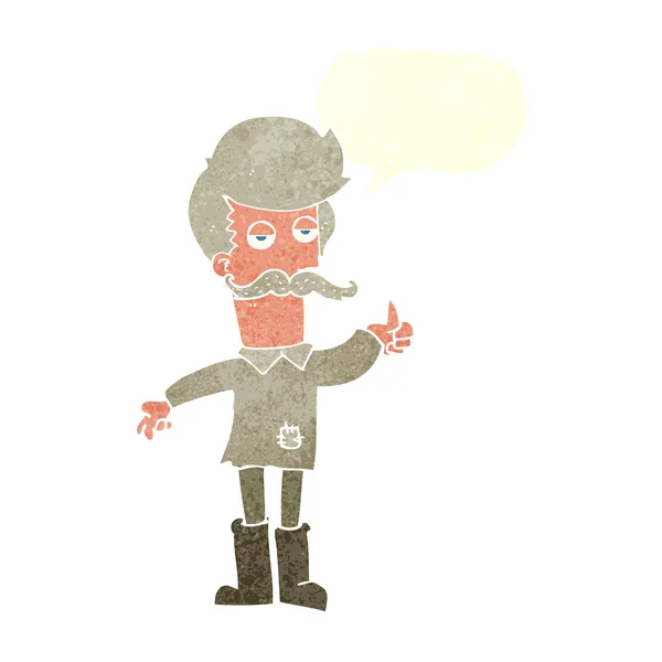 Cartoon alter Mann in schlechter Kleidung mit Sprechblase — Stockvektor
