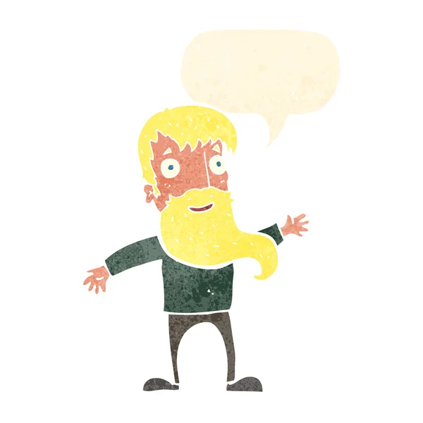 Karikaturist mit Bart wedelt mit Sprechblase — Stockvektor