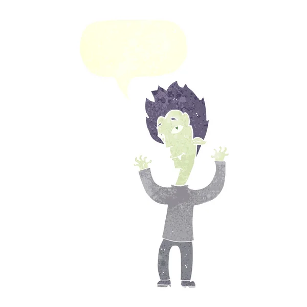 Homem vampiro desenhos animados com bolha de fala —  Vetores de Stock