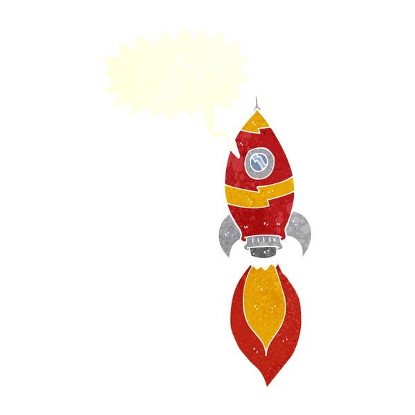 Cartoon spaceship with speech bubble — Stock Vector