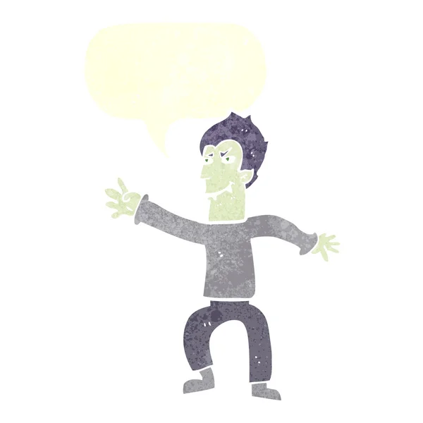 Homem vampiro desenhos animados com bolha de fala — Vetor de Stock