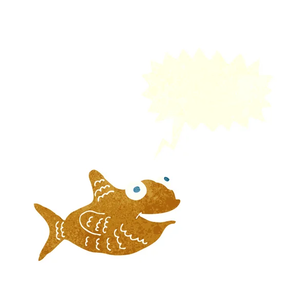 Cartone animato pesce felice con la bolla discorso — Vettoriale Stock