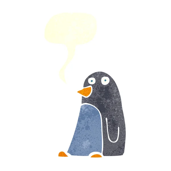 Pingüino de dibujos animados con burbuja del habla — Archivo Imágenes Vectoriales