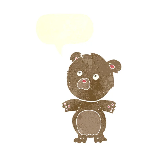 Kreslený vtipný medvídek s bublinou řeči — Stockový vektor