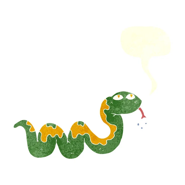 Serpiente de dibujos animados con burbuja del habla — Vector de stock