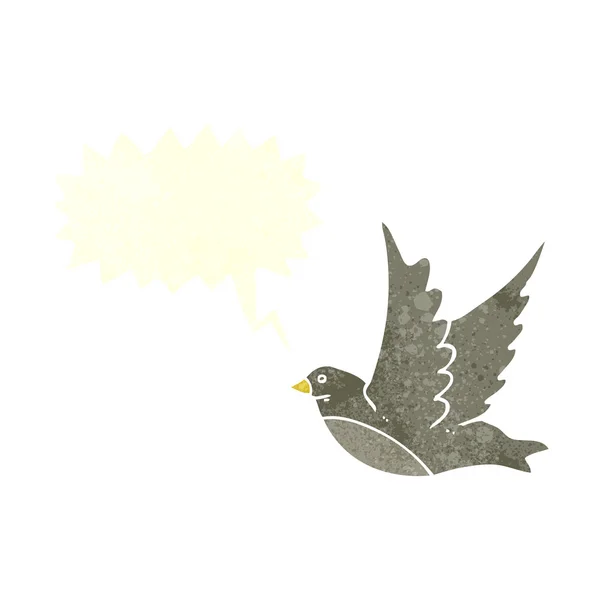 Cartoon flygande fågel med pratbubblan — Stock vektor