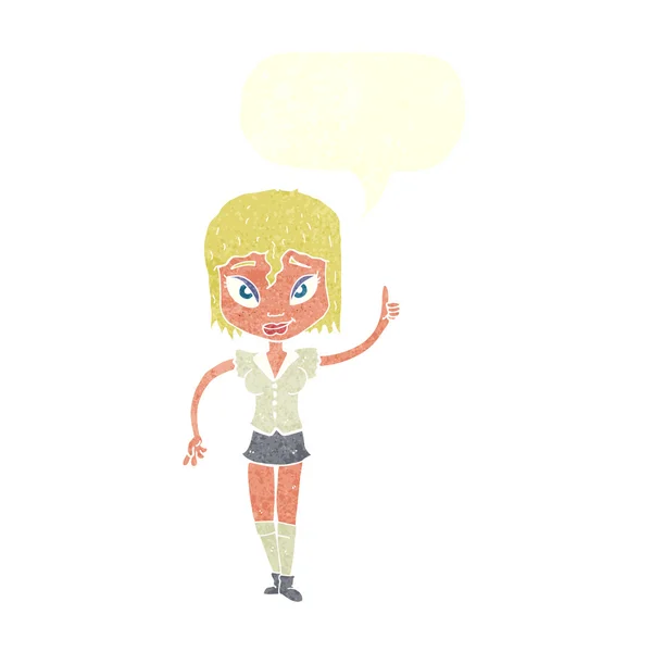 Femme dessin animé faisant point avec bulle de parole — Image vectorielle