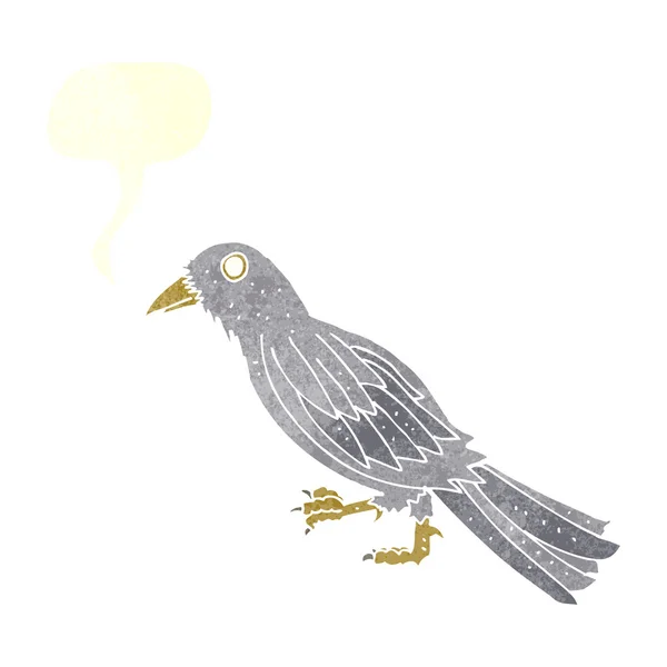 Мультфильм ворона с мыльным пузырем речи — стоковый вектор