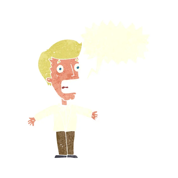 Dibujos animados gritando hombre con burbuja del habla — Vector de stock