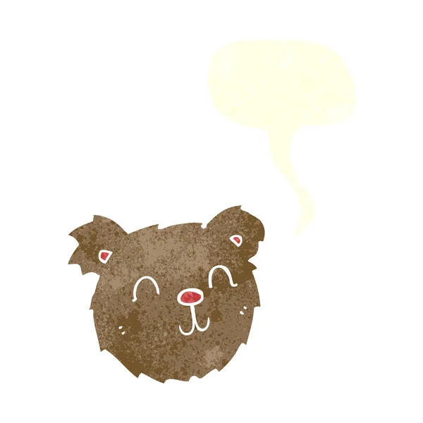 Dessin animé heureux ours en peluche visage avec bulle de parole — Image vectorielle