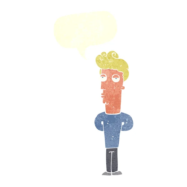 Dessin animé ennuyé homme avec bulle de parole — Image vectorielle