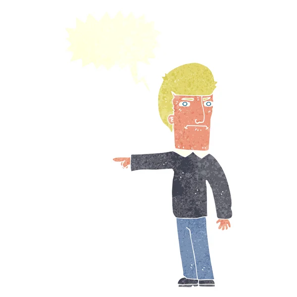 Dessin animé homme pointant avec bulle de parole — Image vectorielle