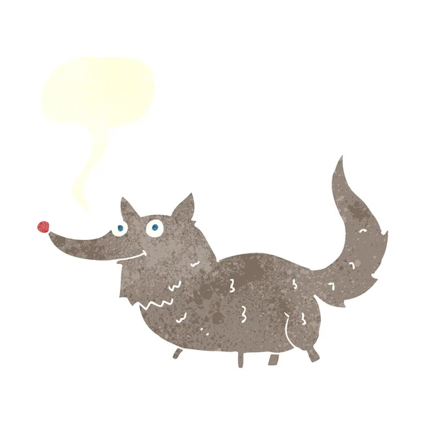 Dessin animé petit loup avec bulle de parole — Image vectorielle