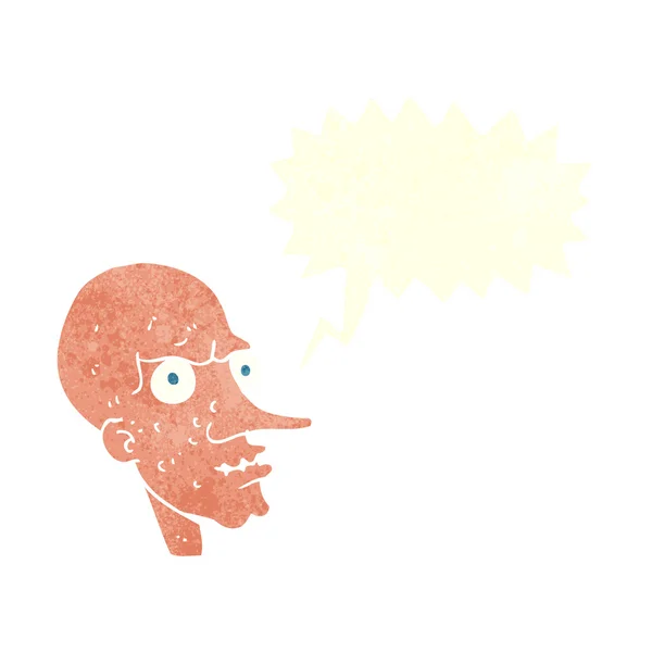 Desenho animado homem velho mal com bolha de fala —  Vetores de Stock