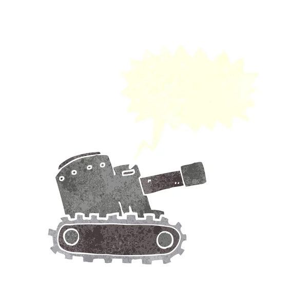 Cartoon army tank with speech bubble — Stock Vector