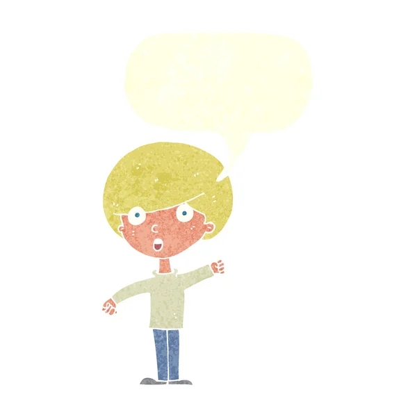 Çizgi film konuşma baloncuğu ile şok çocuk — Stok Vektör