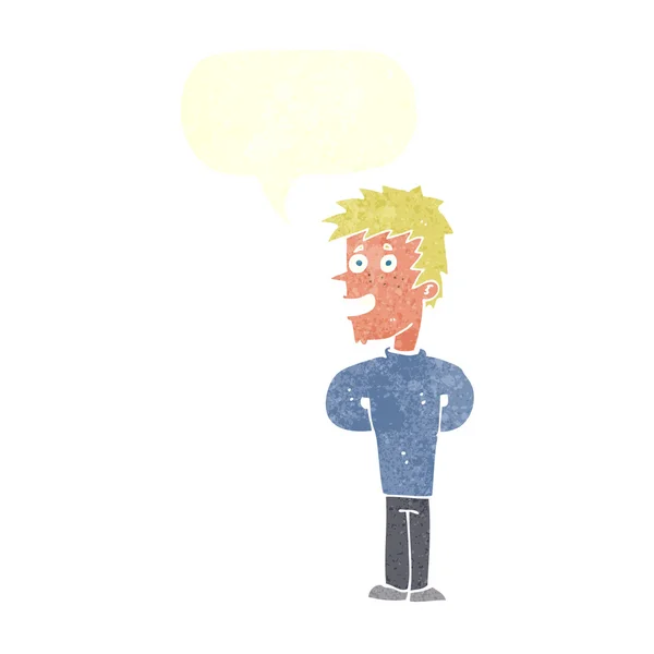 Dessin animé homme heureux avec bulle de parole — Image vectorielle