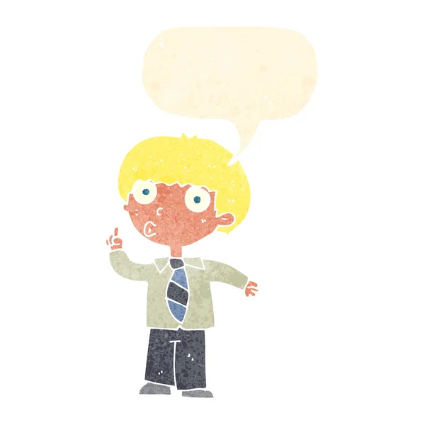 Cartoon-Schüler mit Frage mit Sprechblase — Stockvektor