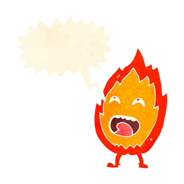 Personnage de flamme de dessin animé avec bulle de parole — Image vectorielle