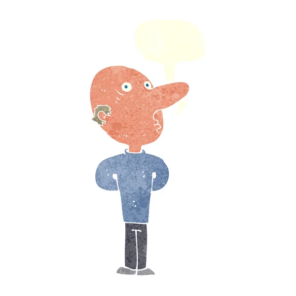 Cartoon balding man with speech bubble — Stock Vector