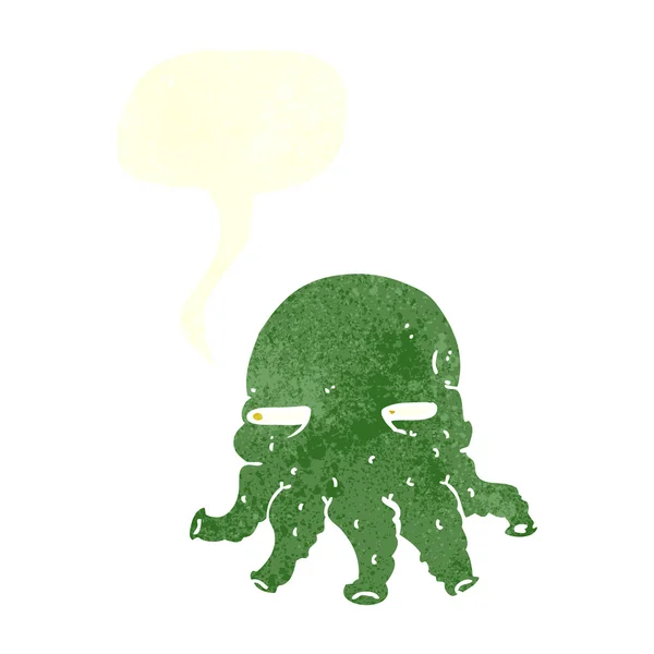 Cartoon rosto alienígena com bolha de fala —  Vetores de Stock