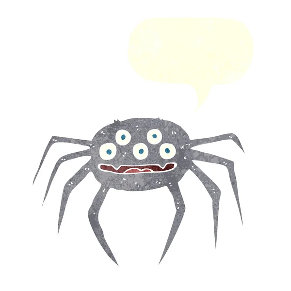 Araña de Halloween de dibujos animados con burbuja de habla — Vector de stock