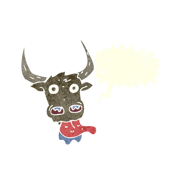 Kreslená kráva tvář s bublinou řeči — Stockový vektor
