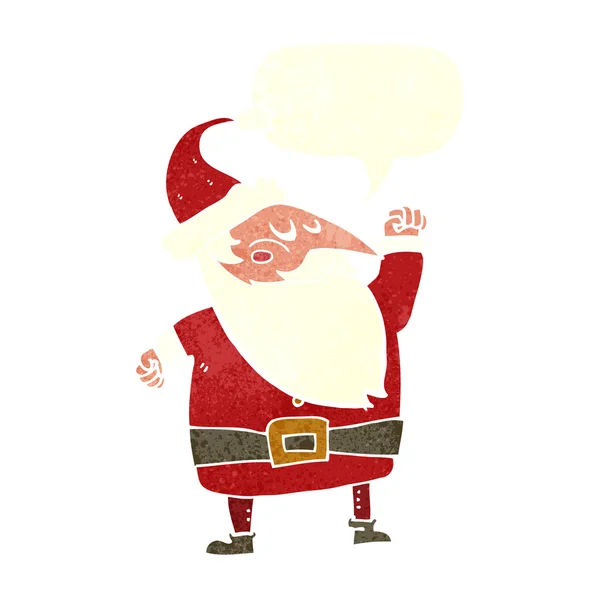 Kreslený Santa Claus děrování vzduch s bublinou řeči — Stockový vektor