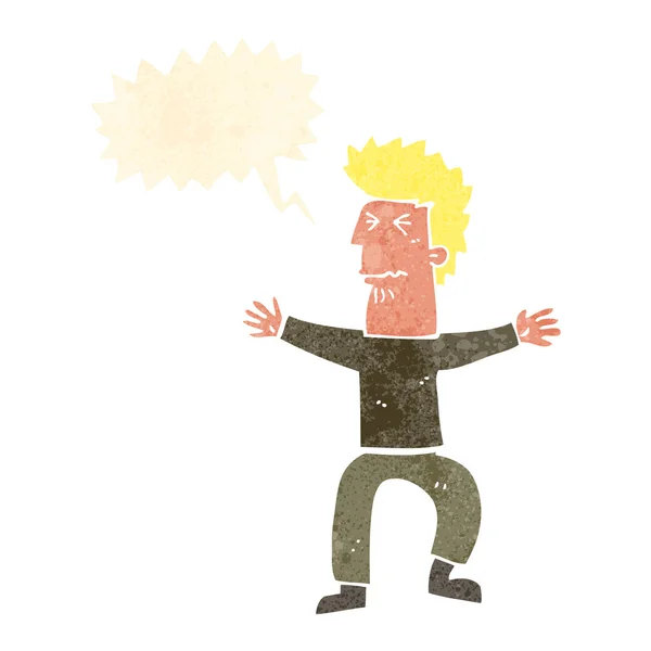 Dibujos animados estresado hombre con burbuja del habla — Vector de stock