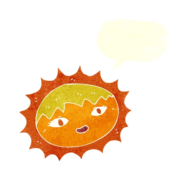 Dessin animé joli soleil avec bulle de parole — Image vectorielle