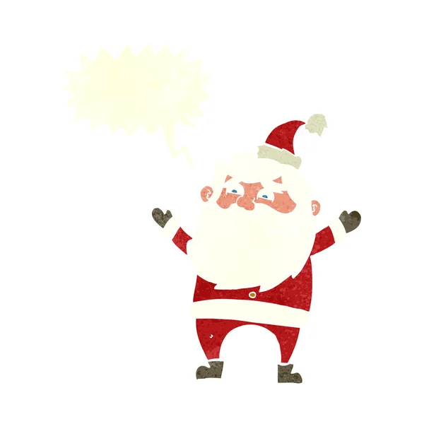 Karikatur glücklicher Weihnachtsmann mit Sprechblase — Stockvektor