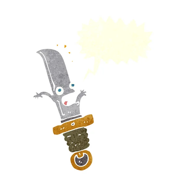 Karikatur verängstigt Messer mit Sprechblase — Stockvektor