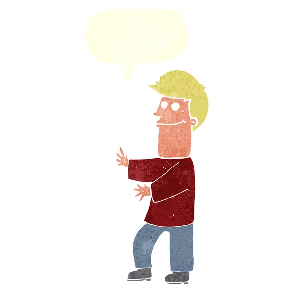Dessin animé homme geste avec bulle de parole — Image vectorielle
