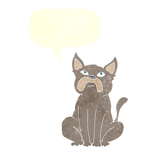 Cartoon grumpy little dog with speech bubble — Stock Vector