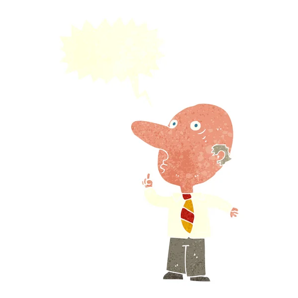 Hombre calvo de dibujos animados haciendo una pregunta con burbuja del habla — Archivo Imágenes Vectoriales