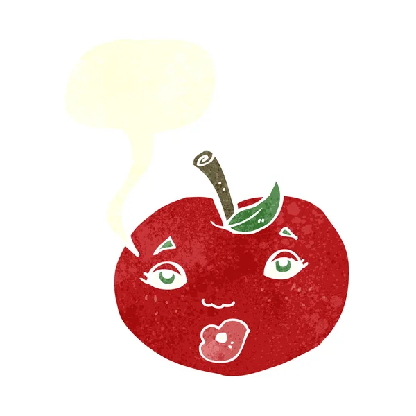 Manzana de dibujos animados con la cara con burbuja del habla — Archivo Imágenes Vectoriales