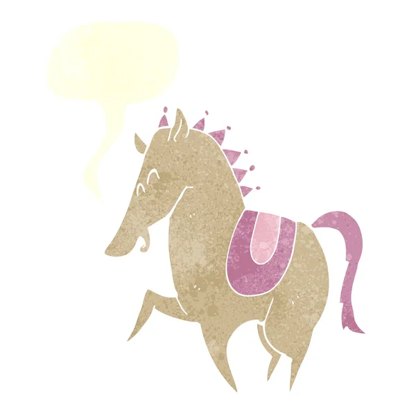 Cartoon prancing horse with speech bubble Stock Illustration
