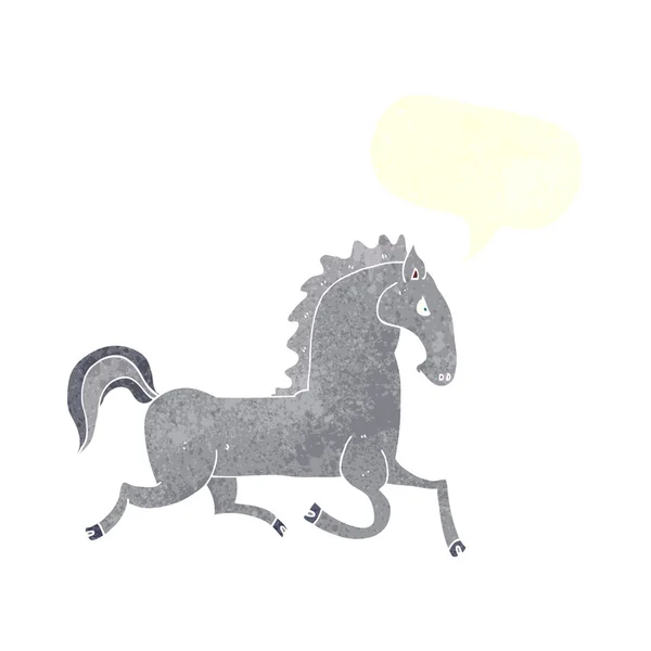 Cartoon running black stallion with speech bubble Royalty Free Stock Illustrations