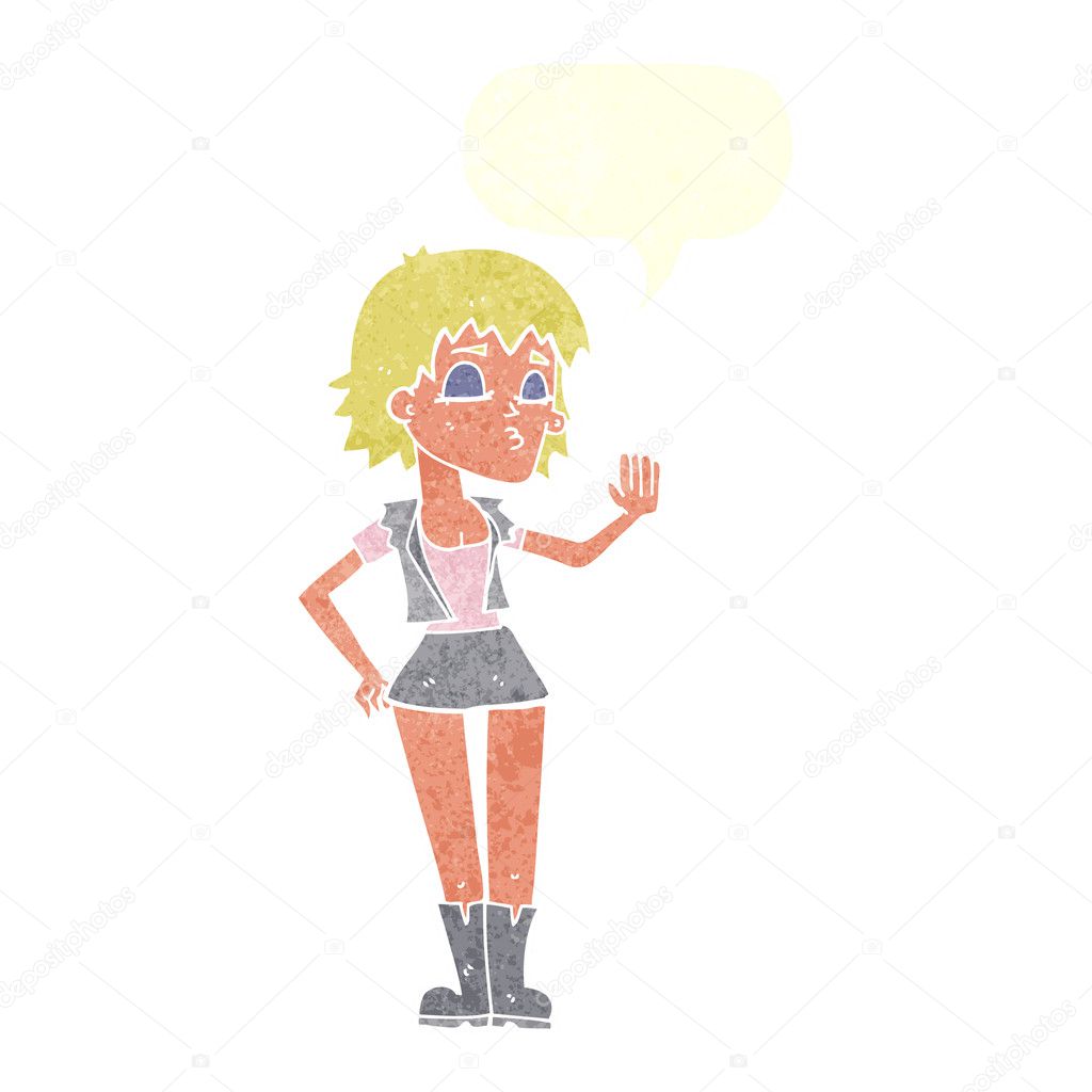 cartoon cool girl with speech bubble