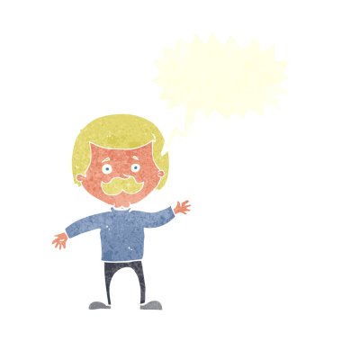 Çizgi film babası konuşma balonuyla el sallıyor