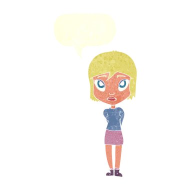 çizgi film utangaç kız konuşma balonu ile