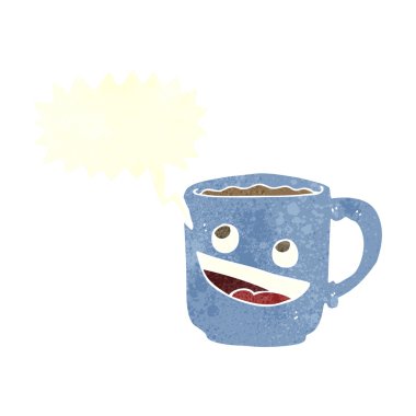 çizgi film kahve kupa ile konuşma balonu