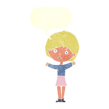 çizgi film endişeli kadın ile konuşma balonu