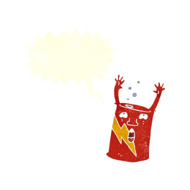 Konuşma baloncuklu çizgi film soda kutusu karakteri