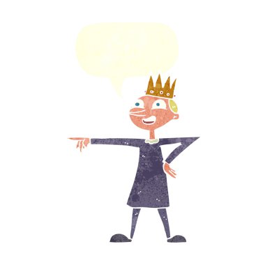 Konuşma baloncuğu ile prensi gösteren çizgi film