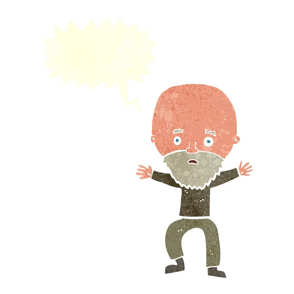 Dibujos animados hombre viejo asustado con burbuja de habla — Archivo Imágenes Vectoriales