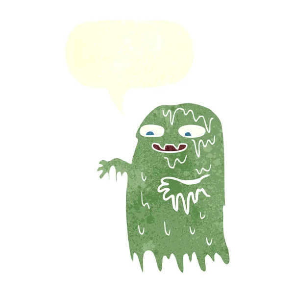 Dibujos animados fantasma mugriento burdo con burbuja de habla — Archivo Imágenes Vectoriales
