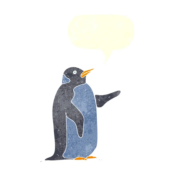 Pingüino de dibujos animados con burbuja del habla — Archivo Imágenes Vectoriales