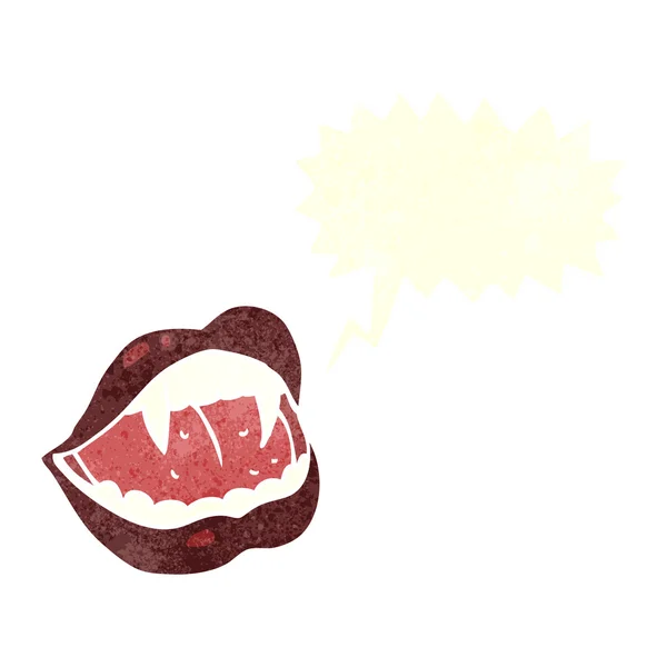 Cartoon vampire lips with speech bubble — Stock Vector
