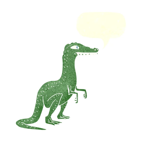 Dinosaure de dessin animé avec bulle de parole — Image vectorielle